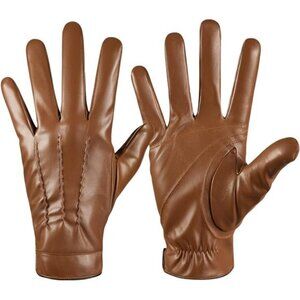 Men Winter Leather Gloves Touchscreen Driving Motorcycle Cashmere Lined Warm